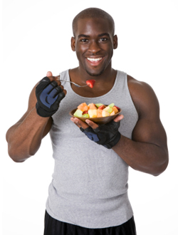 Bodybuilder with Fresh Fruit