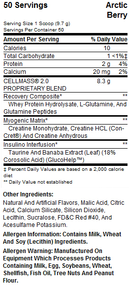 bsn cellmass supplement facts